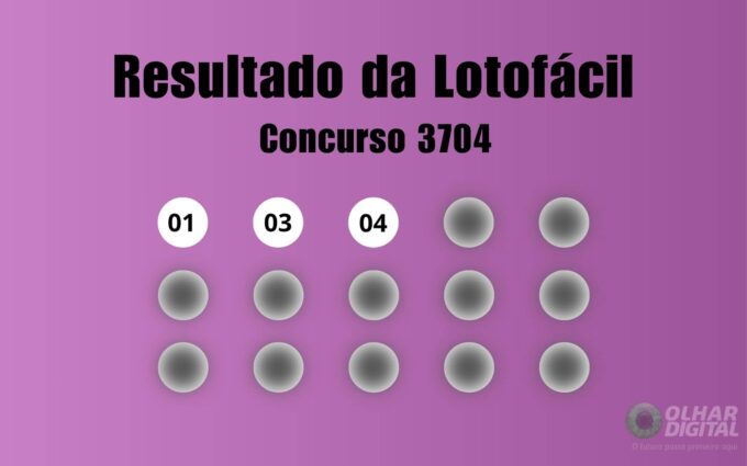 Resultado da Lotofácil de hoje: veja números e ganhadores do concurso 3704 (sábado, 06/06)